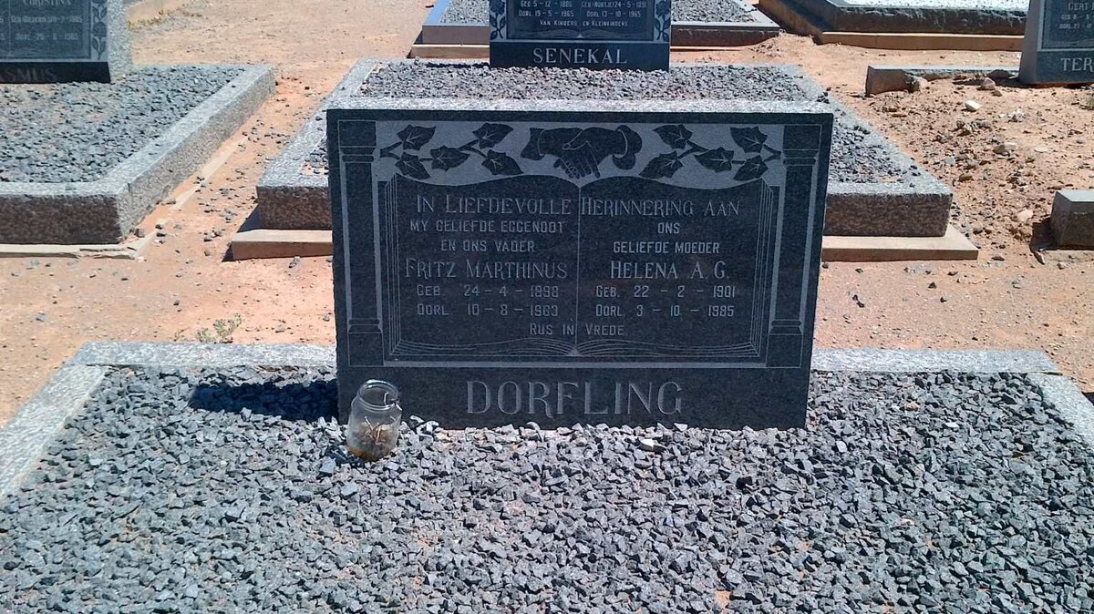 DORFLING Fritz Marthinus 1898-1963 &amp; Helena A.G. 1901-1985