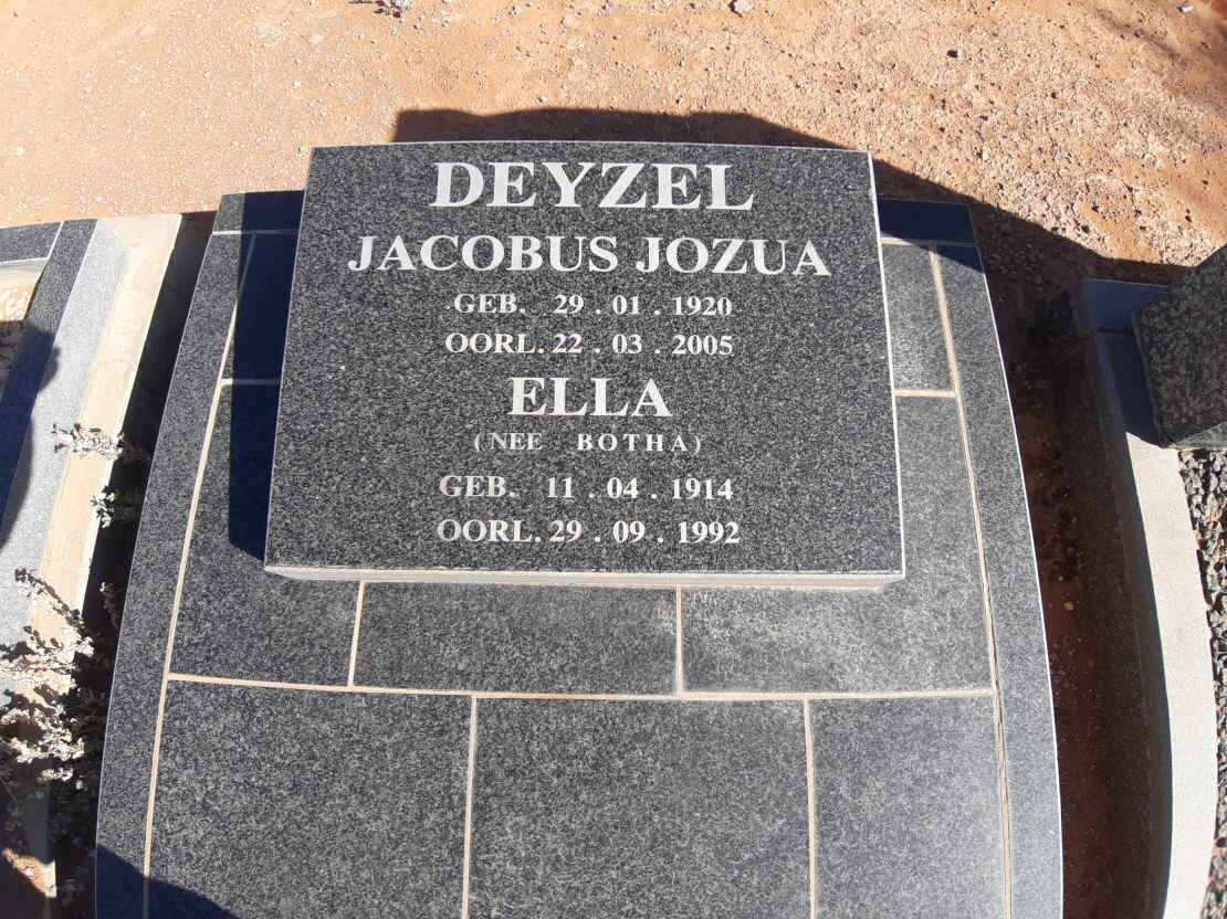 DEYZEL Jacobus Jozua 1920-2005 &amp; Ella BOTHA 1914-1992
