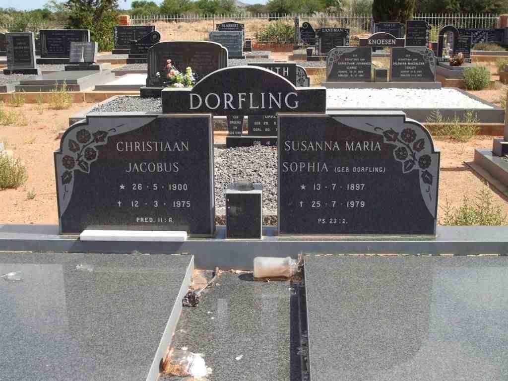 DORFLING Christiaan Jacobus 1900-1975 &amp; Susanna Maria Sophia DORFLING 1897-1979