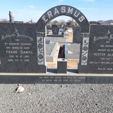 ERASMUS Frans Daniel 1913-1980 &amp; Hester Aletta 1914-1993