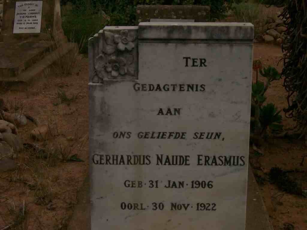 ERASMUS Gerhardus Naude 1906-1922