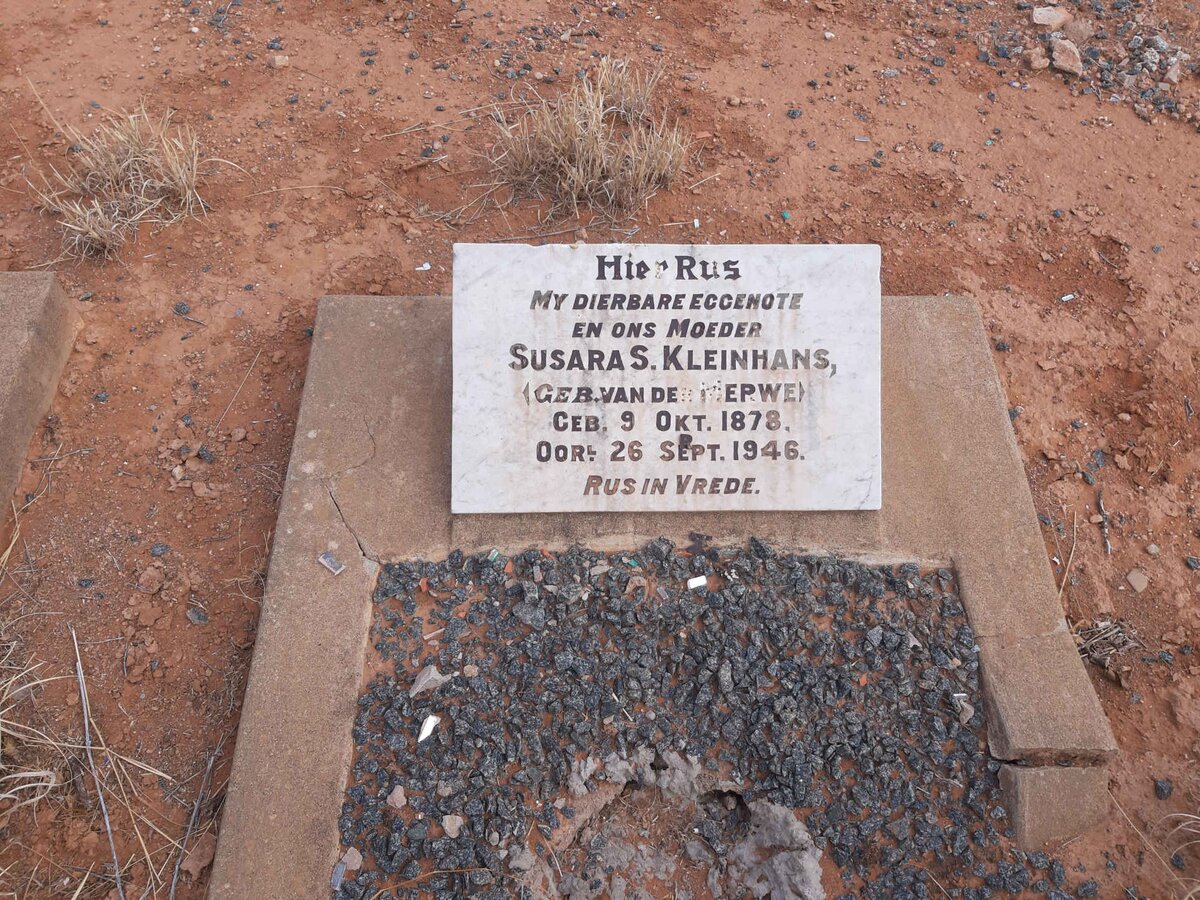 KLEINHANS Susara S. nee VAN DER MERWE 1878-1946