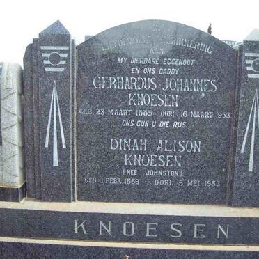 KNOESEN Gerhardus Johannes 1885-1953 &amp; Dinah Alison JOHNSTON 1889-1983