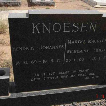 KNOESEN Hendrik Johannes 1889-1971 &amp; Martha Magdalena Wilhemina KILIAN 1896-1970