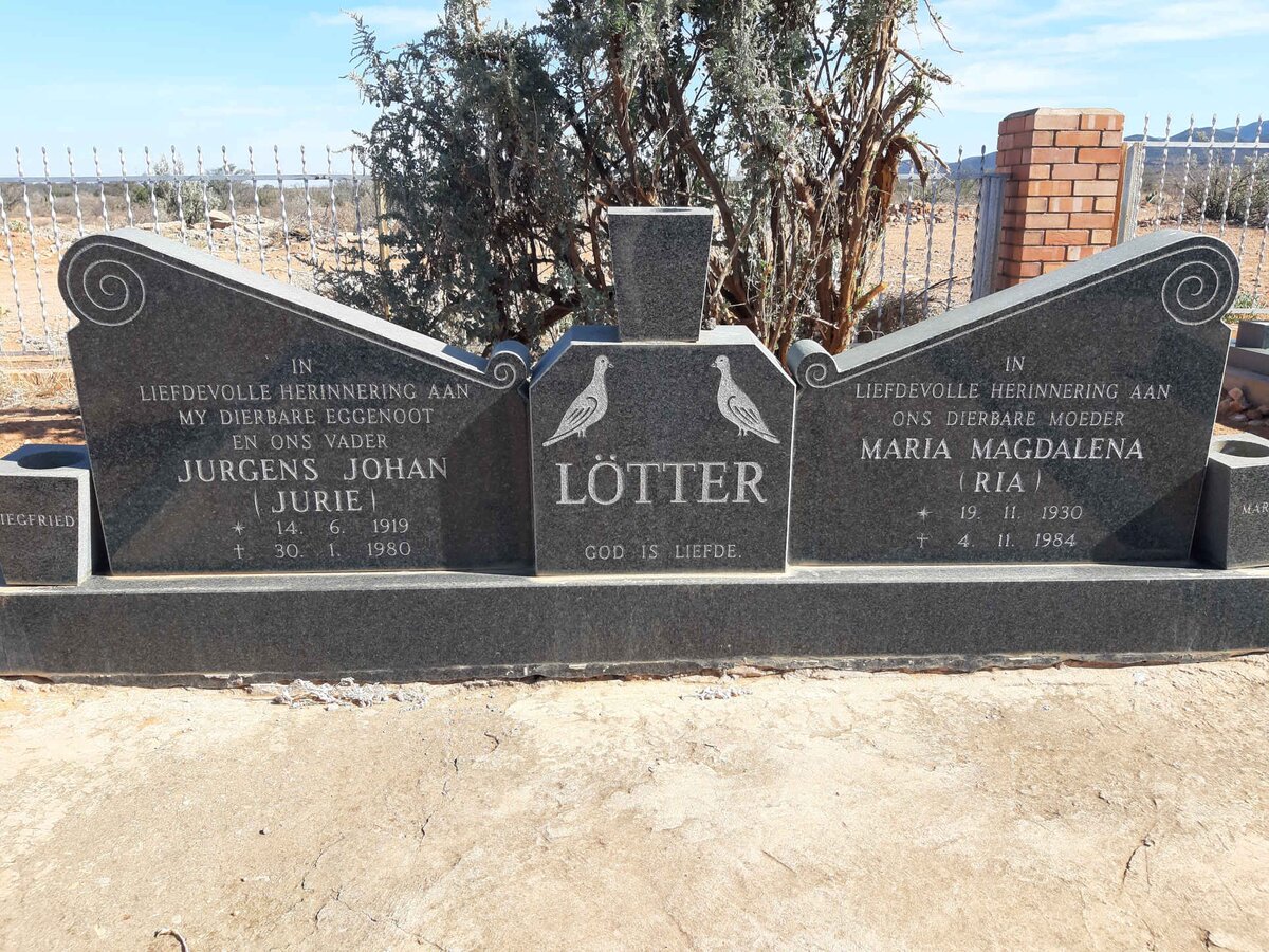 LOTTER Jurgens Johan 1919-1980 &amp; Maria Magdalena 1930-1984