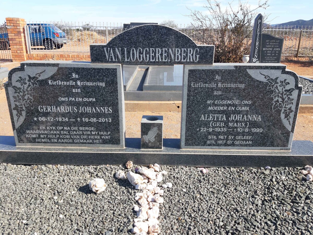 LOGGERENBERG Gerhardus Johannes, van 1934-2013 &amp; Aletta Johanna MARX 1935-1999