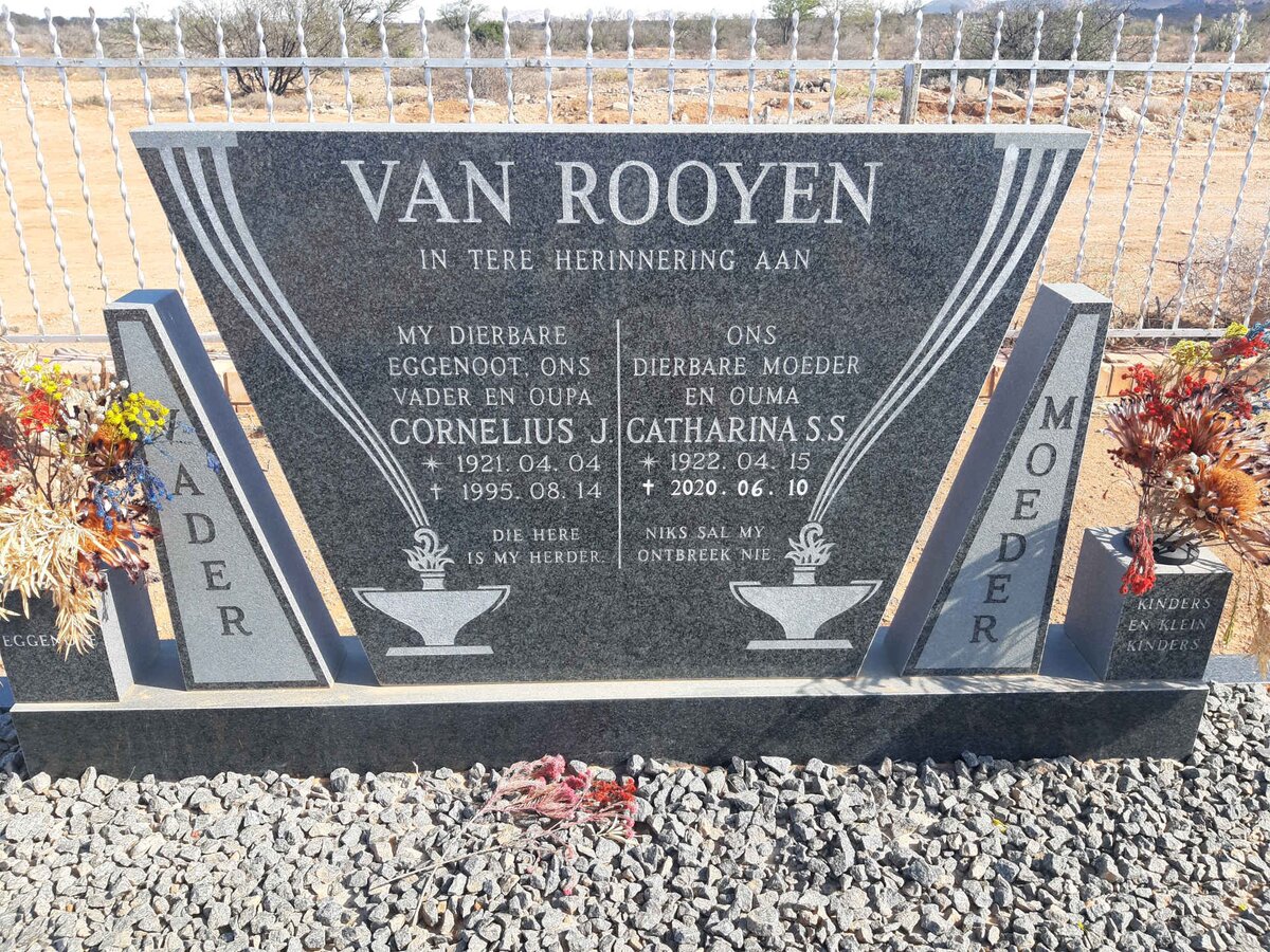 ROOYEN Cornelius J., van 1921-1995 &amp; Catharina S.S. 1922-2020