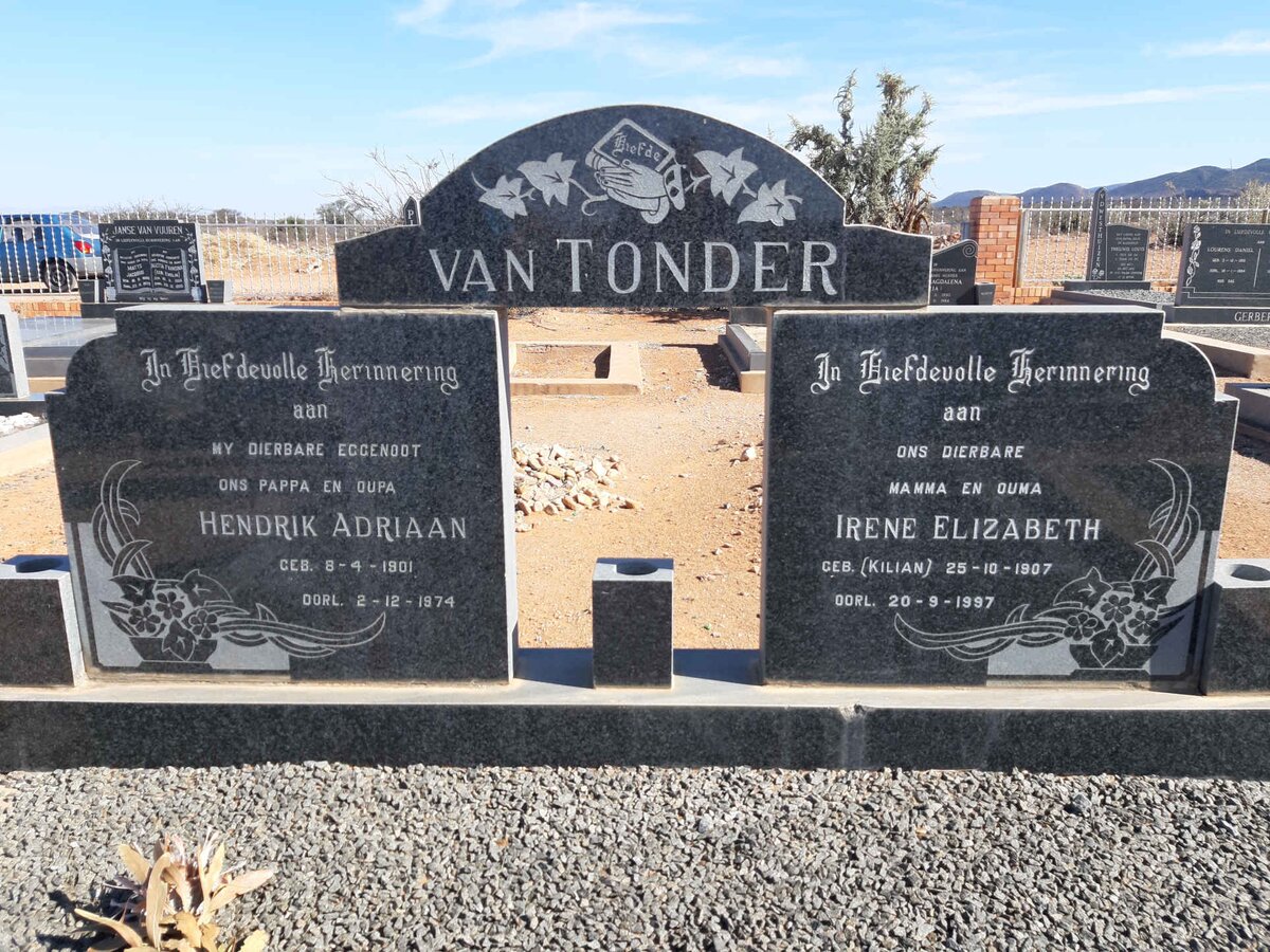 TONDER Hendrik Adriaan, van 1901-1974 &amp; Irene Elizabeth KILIAN 1907-1997