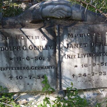 OEHLEY Adolph G. 1850-1934 & Janet LIVINGSTONE 1851-1923