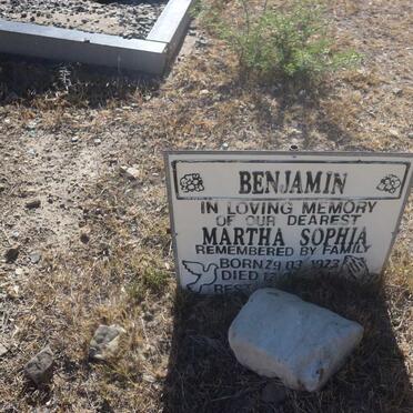 BENJAMIN Martha Sophia 1923-