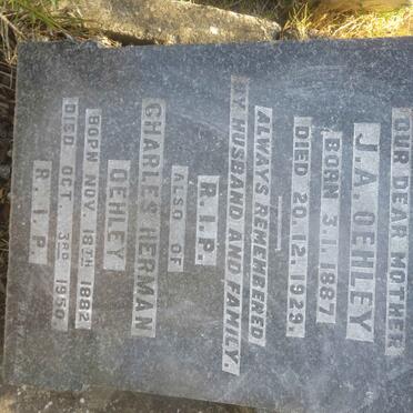 OEHLEY Charles Herman 1882-1950 &amp; J.A. 1887-1929