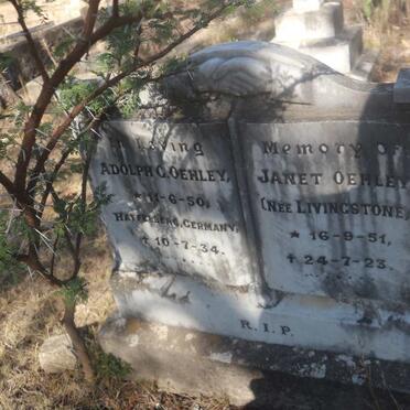 OEHLEY Adolph G. 1850-1934 &amp; Janet LIVINGSTONE 1851-1923