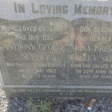 SELLEY Anthony George -1962 &amp; Mona Frederica KELLY -1985