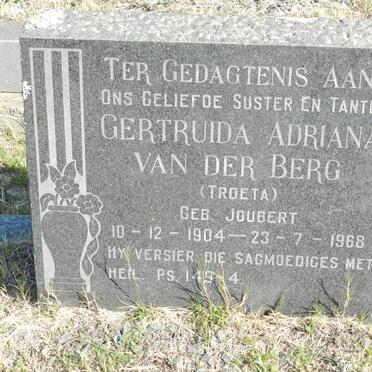 BERG Gertruida Adriana, van der nee JOUBERT 1904-1968
