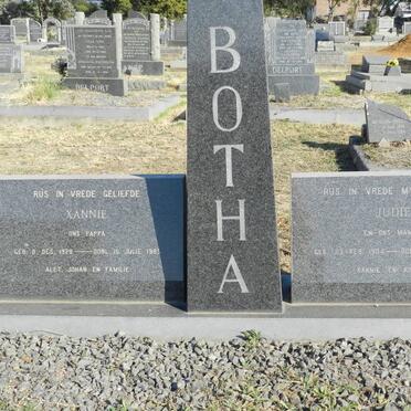 BOTHA Xannie 1928-1985 &amp; Judie 1934-1984