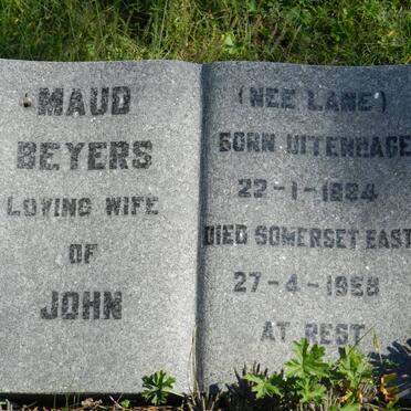 BEYERS Maud nee LANE 1884-1968