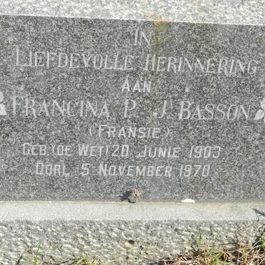 BASSON Francina P.J. 1903-1970