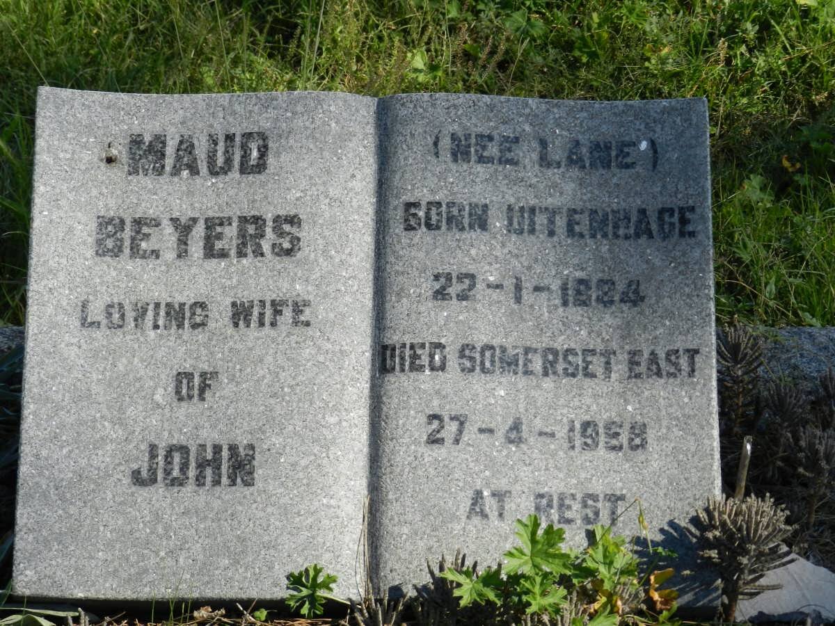 BEYERS Maud nee LANE 1884-1968