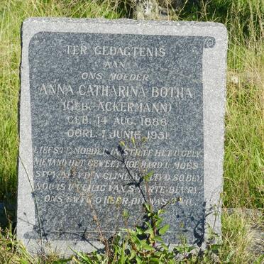 BOTHA Anna Catharina nee ACKERMANN 1888-1951