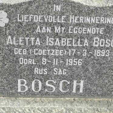 BOSCH Aletta Isabella nee COETZEE 1893-1956