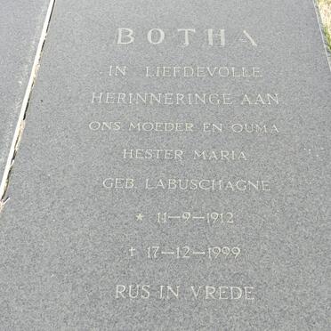 BOTHA Hester Maria nee LABUSCHAGNE 1912-1999
