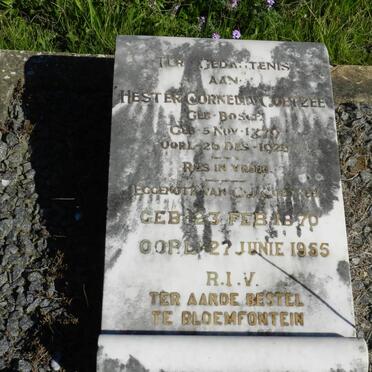 COETZEE C.J. 1870-1955 &amp; Hester Cornelia BOSCH 1879-1925