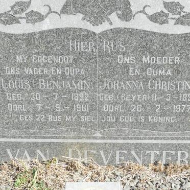 DEVENTER Louis Benjamin, van 1892-1961 &amp; Johanna Christina GEYER 1896-1977