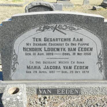 EEDEN Hendrik Lodewyk, van 1889-1951 &amp; Maria Jacoba 1897-1978