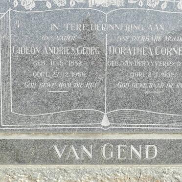 GEND Gideon Andries Georg, van 1882-1959 &amp; Dorathea Cornelia VAN DER VYVER 1886-1958