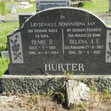 HURTER Henry D. 1906-1984 &amp; Helena A.E. KINGHORN 1907-1963