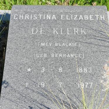 KLERK Christina Elizabeth, de nee BERRANGE 1883-1977