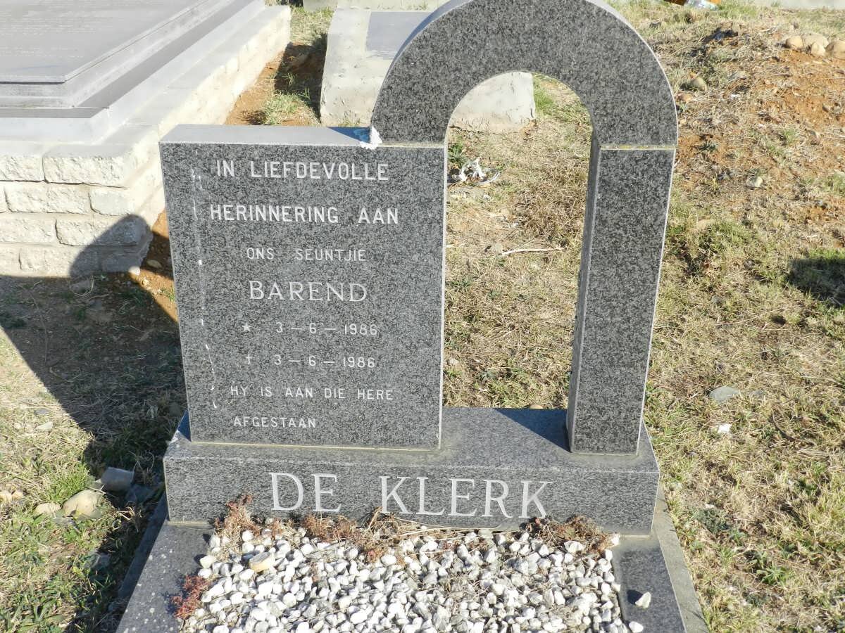 KLERK Barend, de 1986-1986