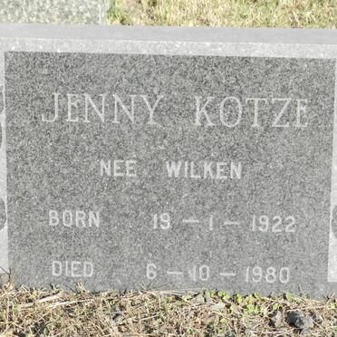 KOTZE Jenny nee WILKEN 1922-1980