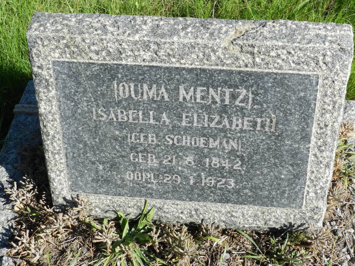 MENTZ Isabella Elizabeth nee SCHOEMAN 1842-1923