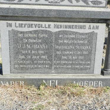 NEL J.J.M. 1901-1983 &amp; Magdalena Susanna LOURENS 1903-1959