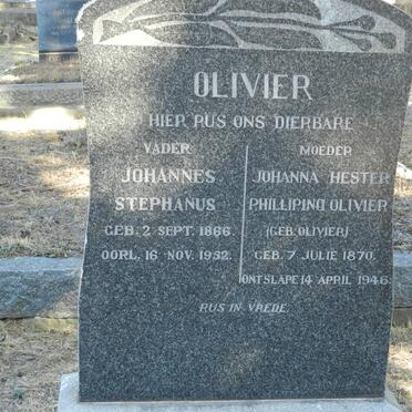 OLIVIER Johannes Stephanus 1866-1952 &amp; Johanna Hester Philipino OLIVIER 1870-1946