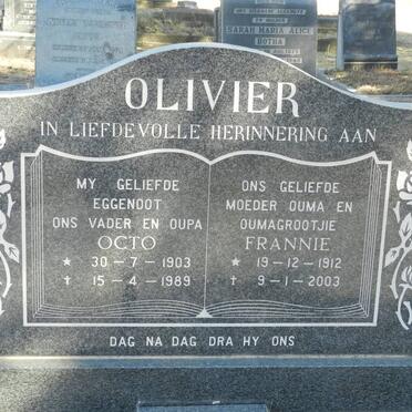 OLIVIER Octo 1903-1989 &amp; Frannie 1912-2003
