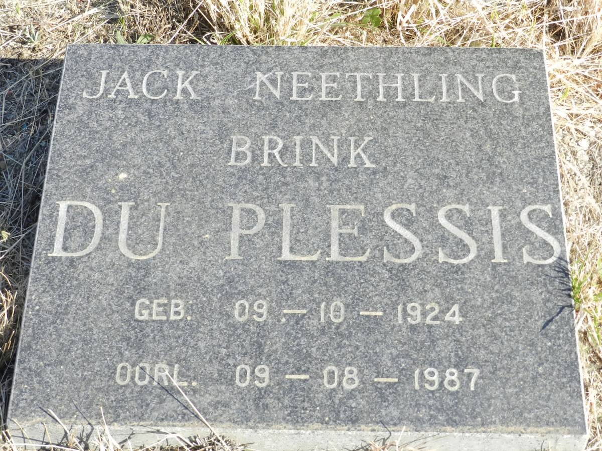 PLESSIS Jack Neethling Brink, du 1924-1987