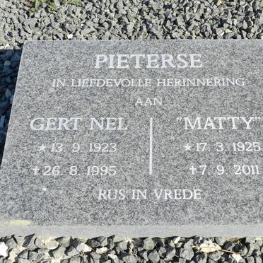PIETERSE Gert Nel 1923-1995 &amp; Matty 1925-2011