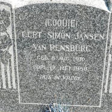 RENSBURG Gert Simon, Janse van 1910-1950