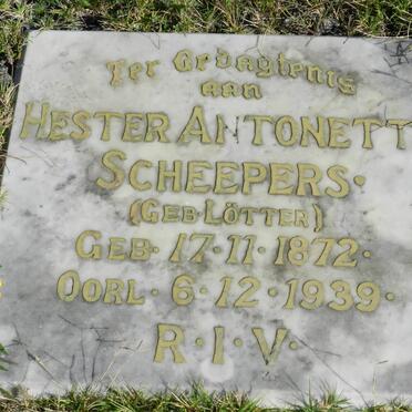 SCHEEPERS Hester Antonetta nee LÖTTER 1872-1939