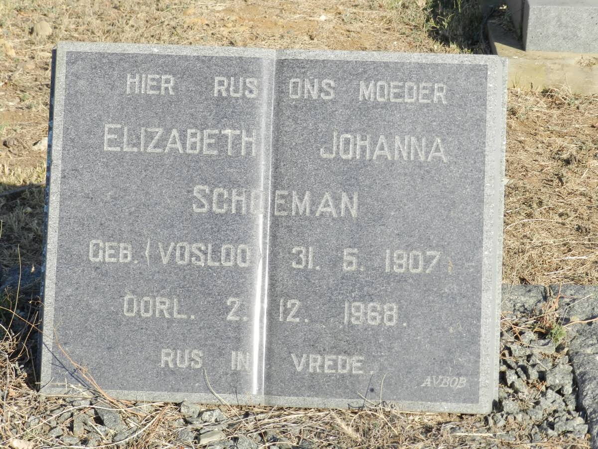 SCHOEMAN Elizabeth Johanna nee VOSLOO 1907-1968