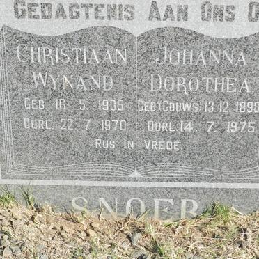 SNOER Christiaan Wynand 1905-1970 &amp; Johanna Dorothea GOUWS 1898-1975