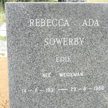SOWERBY Rebecca Ada nee WEIDEMAN 1931-1986