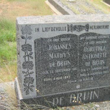 BRUIN Johannes Mathys, de 1881-1957 &amp; Dorothea Antoinette 1982-1955