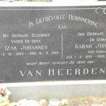 HEERDEN Izak Johannes, van  1893-1968 &amp; Sarah Johanna HUMAN 1895-1971