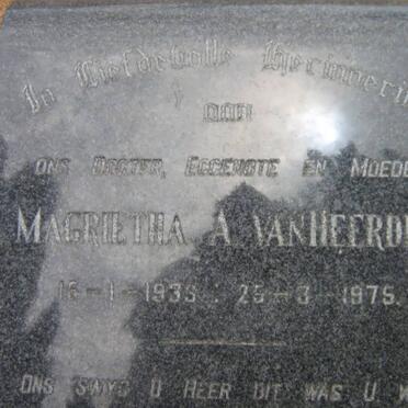 HEERDEN Magrietha A., van 1939-1975