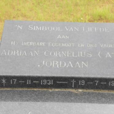 JORDAAN Adriaan Cornelius 1931-1980