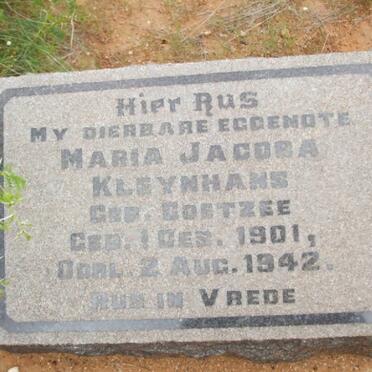 KLEYNHANS Maria Jacoba nee COETZEE 1901-1942
