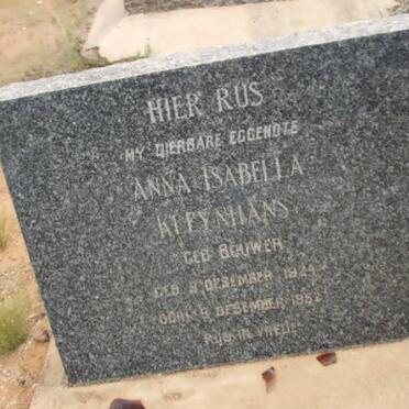 KLEYNHANS Anna Isabella nee BOUWER 1924-1952